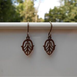 New Brass Leaf Earrings Leaf Jewelry Lightweight Earrings Leaf Charm Earrings
